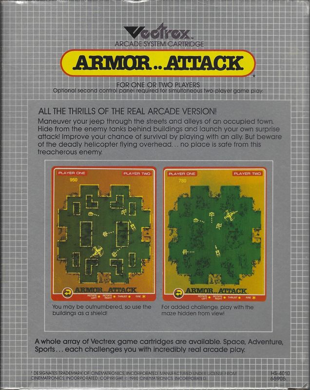 Armor Attack box art for Vectrex